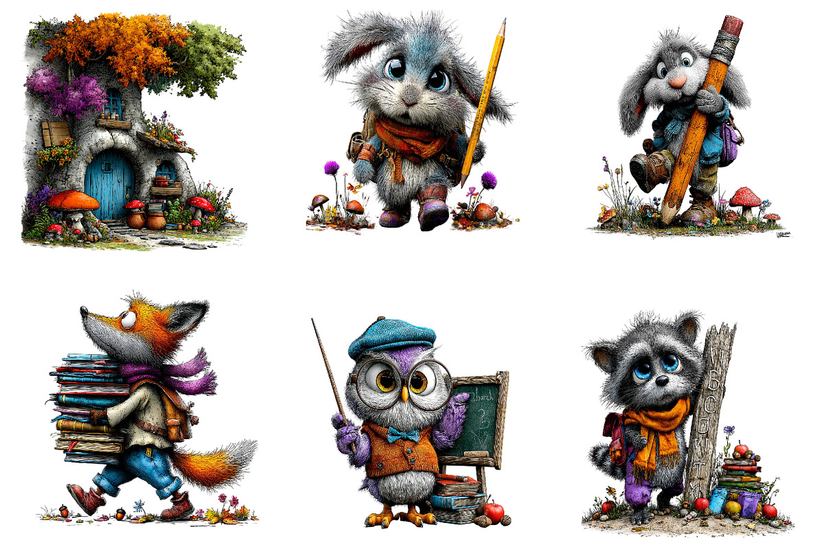 Forest School Clipart Bundle, a Seasonal Illustration by CreationArt (Photo 4 of 7)
