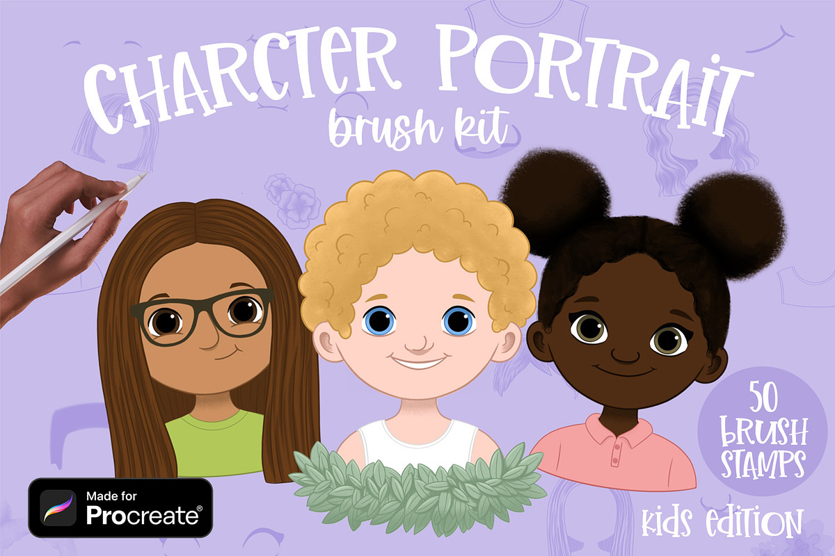 Kids Character Portrait Brushes, a Brush Add-On by Brushed Rose (Photo 1 of 5)