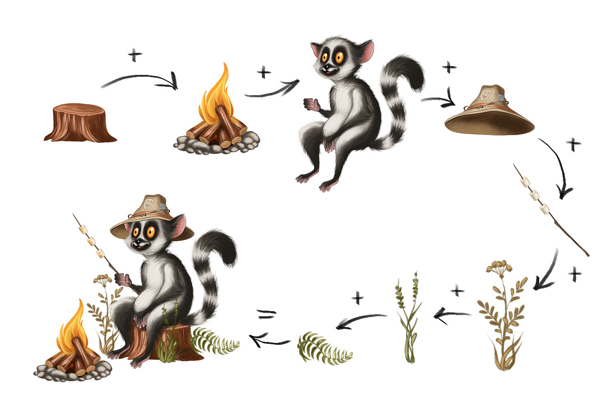 Camping adventure with a lemur, an Illustration by IrynaPanashii (Photo 4 of 12)