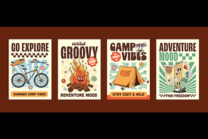 Camping travel groovy characters, a Sport Illustration by Buch&Bee