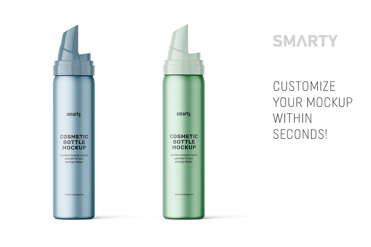 Metallic cosmetic bottle mockup, a Packaging Mockup by Smarty Mockups (Photo 3 of 5)