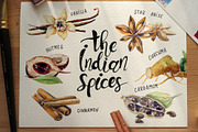 Watercolor Indian spices, an Object Graphic by Peace ART (Thumbnail 1 of 2)