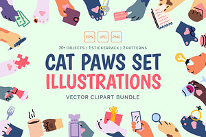 Cat Paws Holding Object Set, an Object Graphic by 35lab