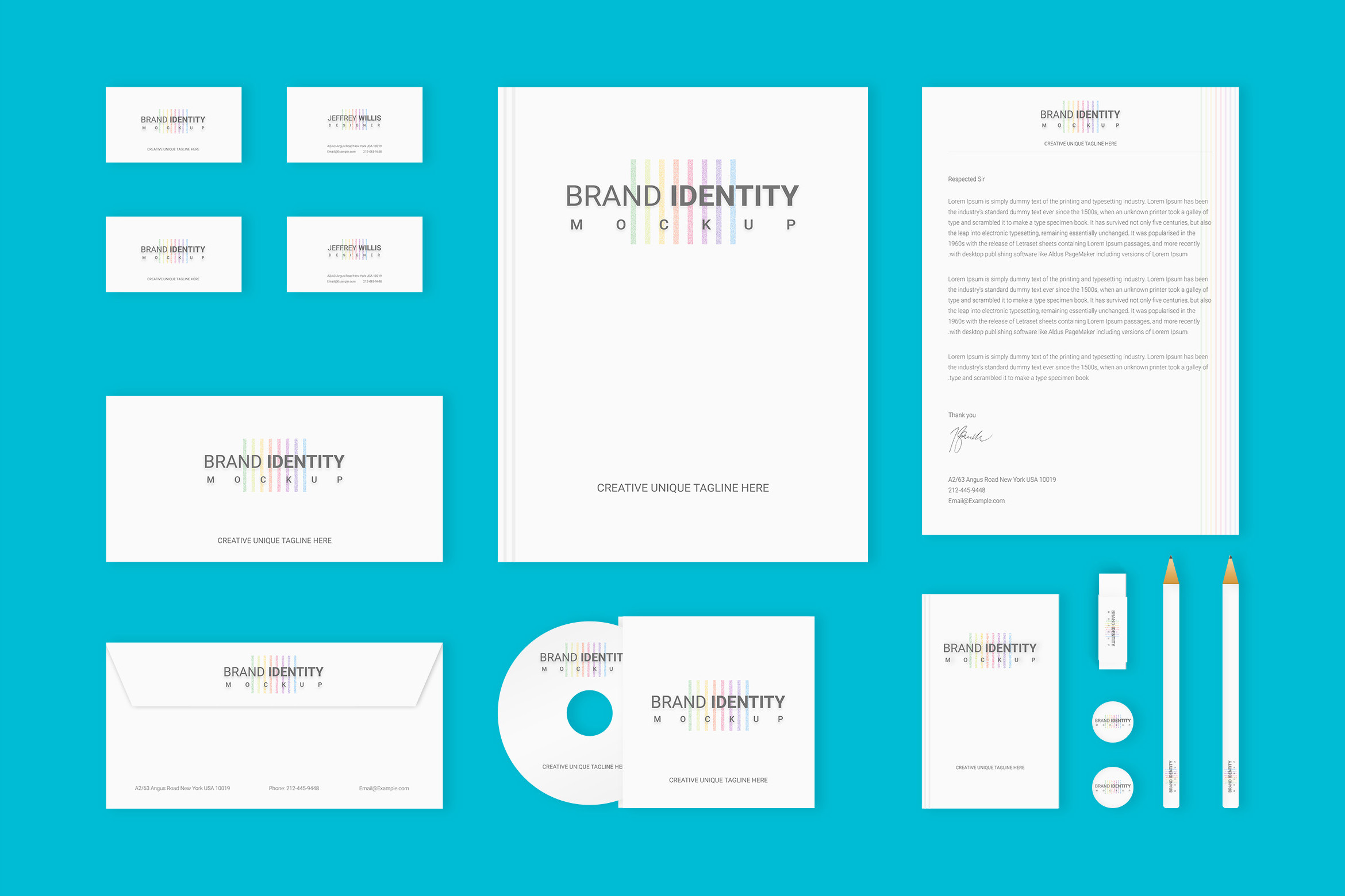 Brand Identity Set Colored Lines V2 by Themelove  Creative Market