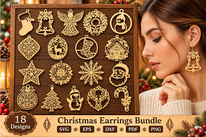 18 Christmas Earrings Laser Cut