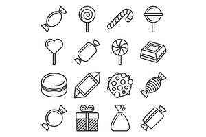 Sweets And Candies Icons Set On