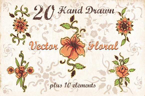 Hand Drawn Vector Floral preview 6