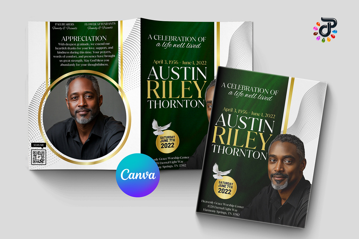 Elegant Canva Obituary Template