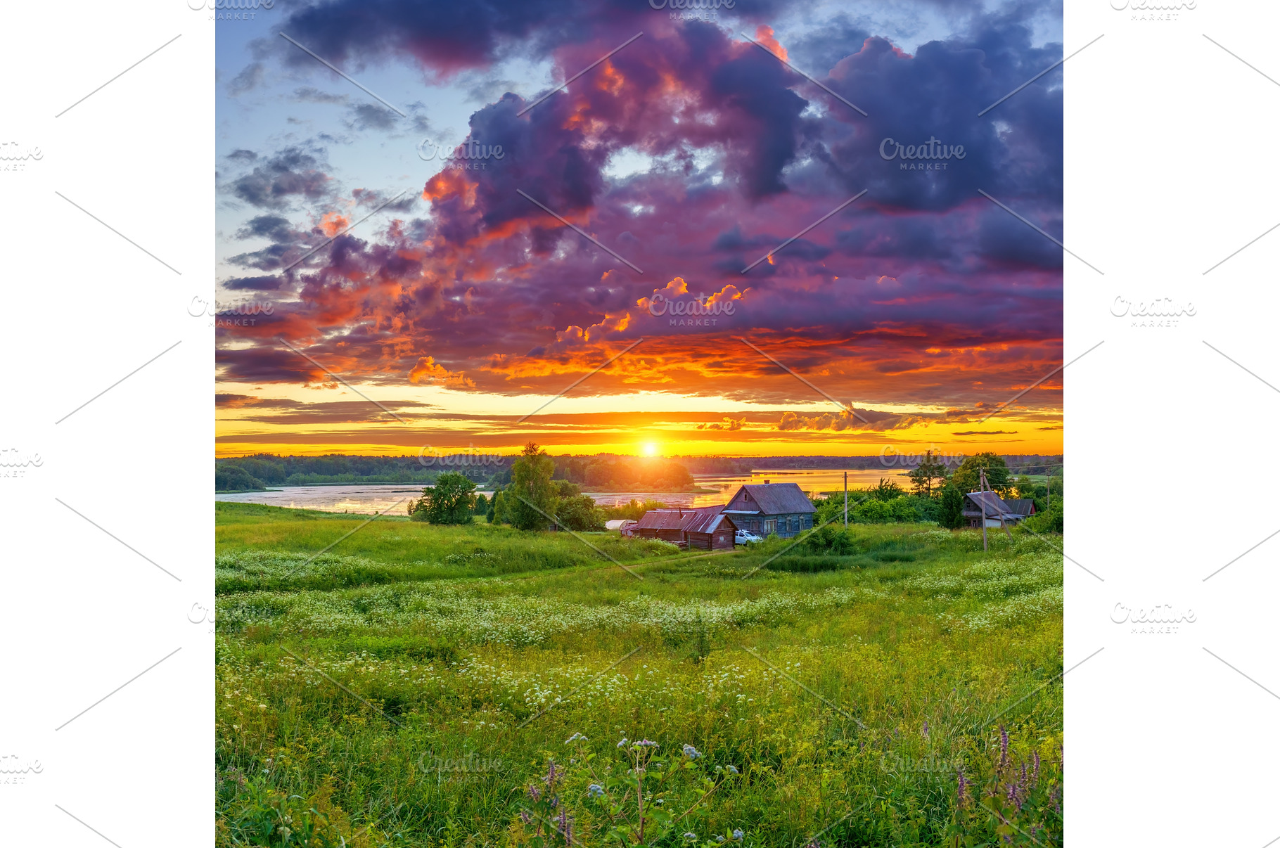 Dramatic colorful sunset in a, a Nature Photo by sborisov