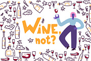WINE, NOT?, a Food Illustration by Ja Polina ArtShop (Thumbnail 1 of 8)