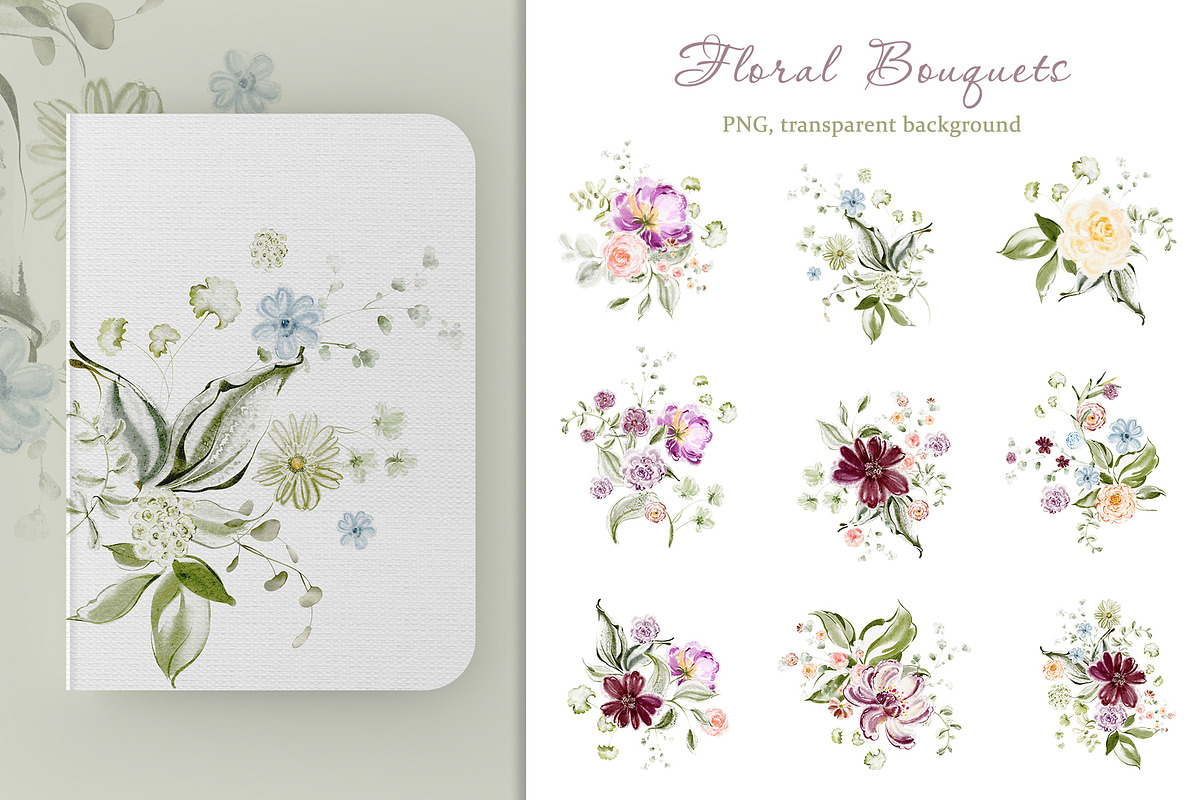 Summer Flowers Watercolor Clipart, a Decorative Illustration by LenArt (Photo 13 of 14)