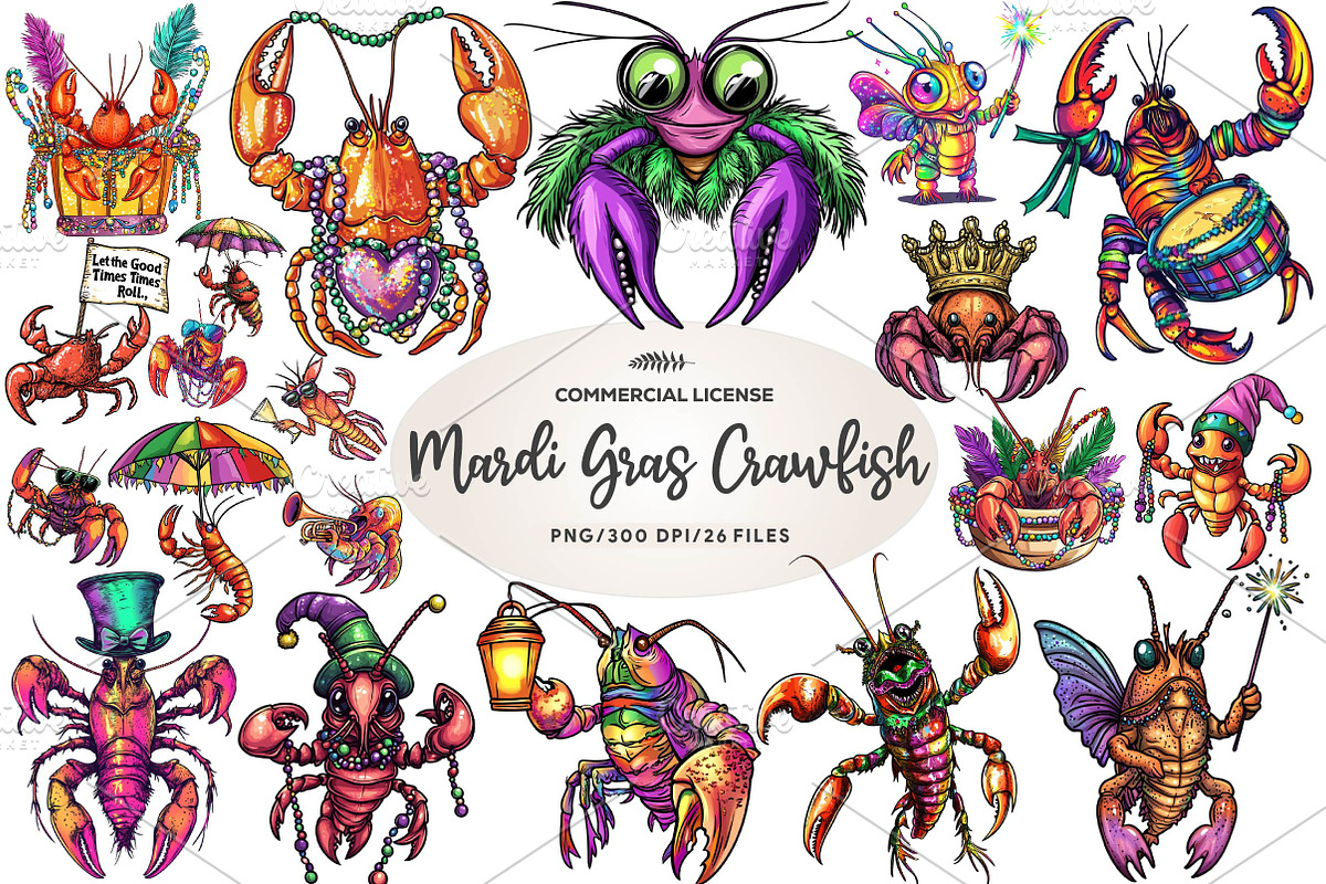 Mardi Gras Crawfish Sublimation, an Illustration by CreationArt (Photo 1 of 5)
