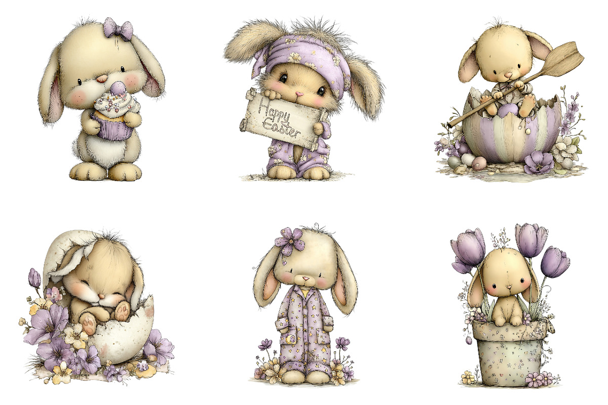 Baby Bunny Easter Clipart, an Illustration by CreationArt (Photo 5 of 6)