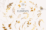 GOLDEN PLANTS leaves and flowers, a Decorative Illustration by Yuliia Lashevska (Thumbnail 11 of 12)