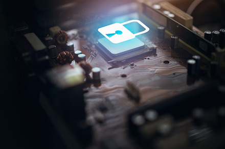 icon key lock network connection on motherboard socket. Cyber Security of network. Innovation technology concept., a Technology Photo by sitthiphong