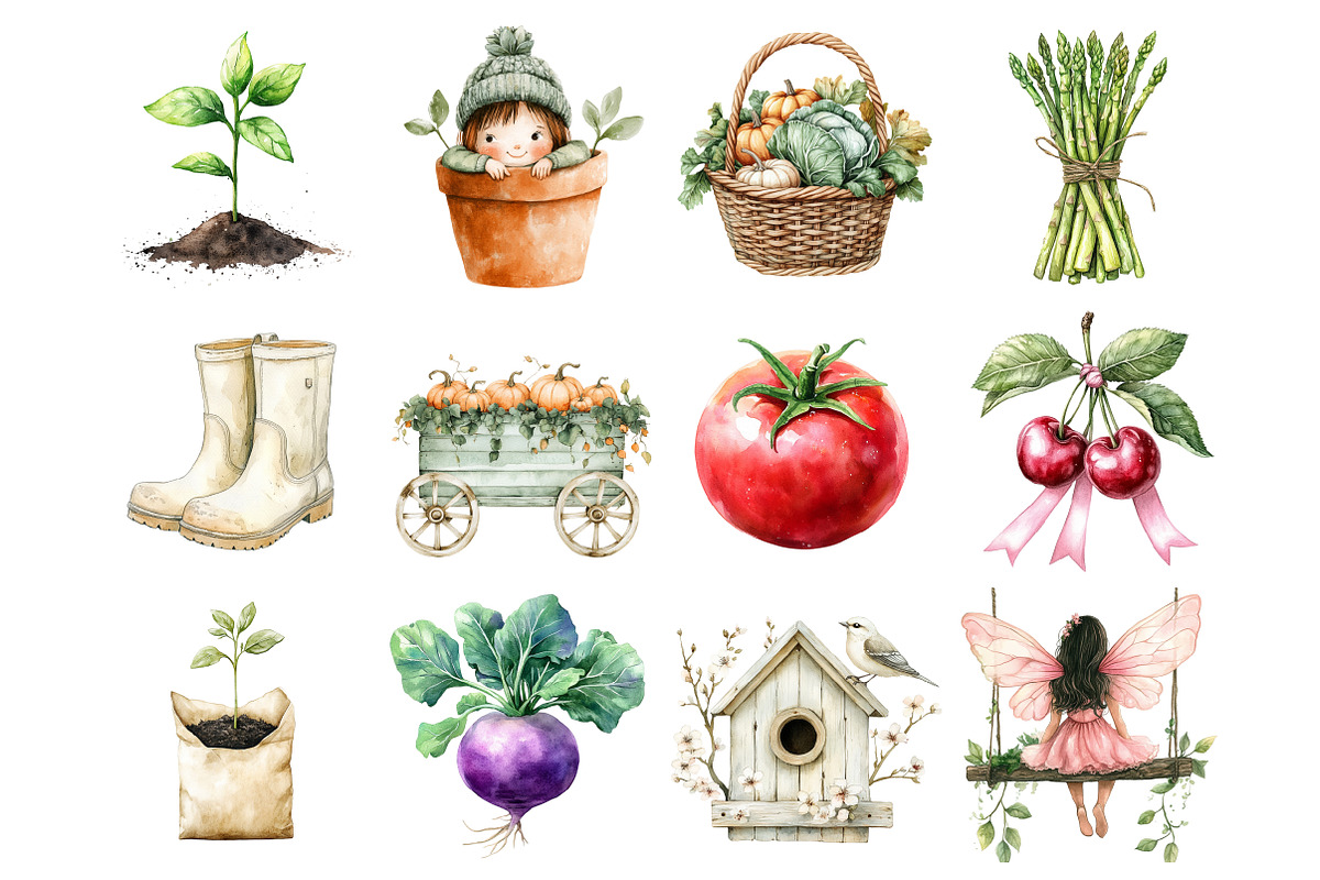 Watercolor Little Sprout Clipart, a Seasonal Illustration by Design Market (Photo 5 of 6)