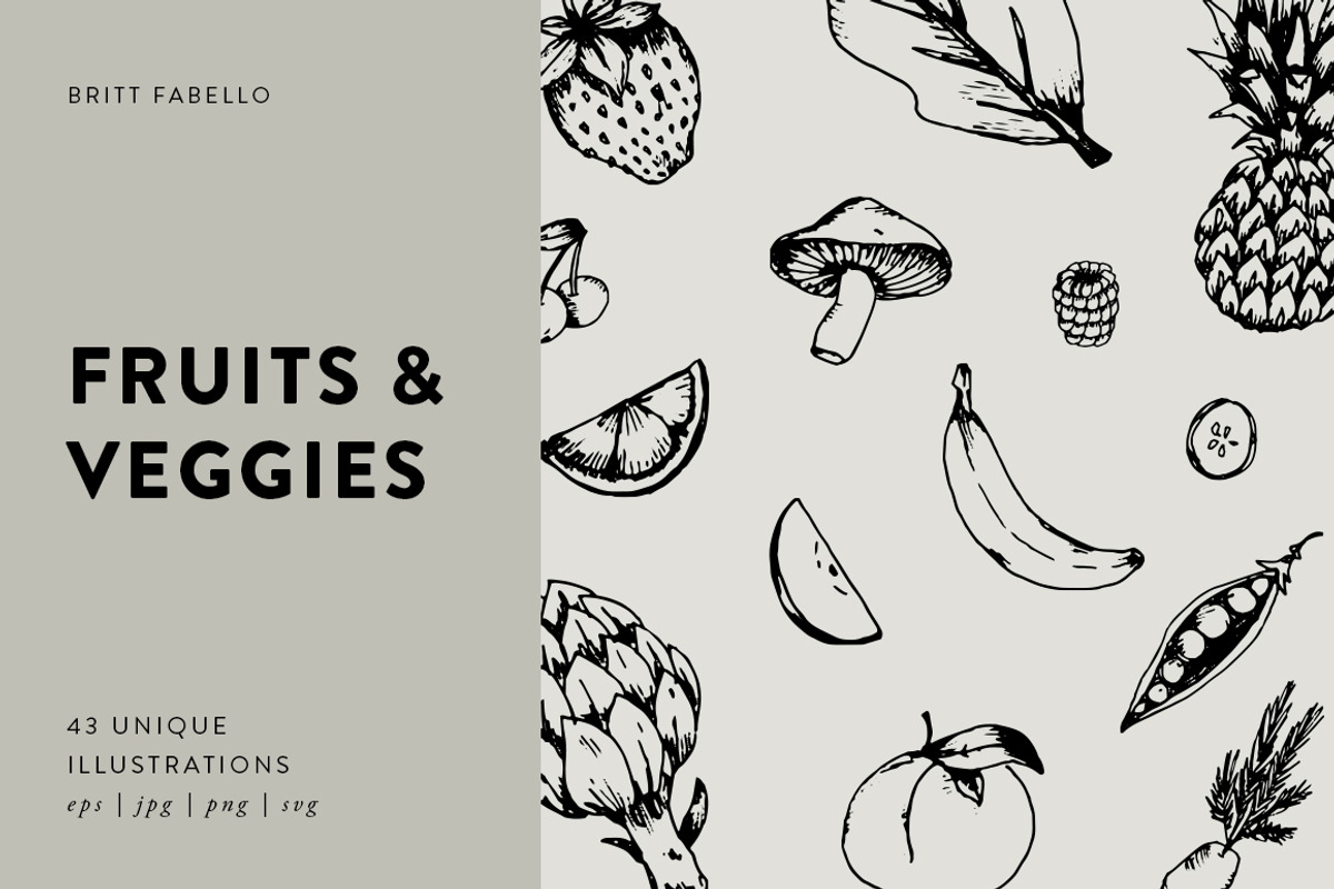 Hand-Illustrated Fruit & Veggies, a Food Illustration by Britt Fabello (Photo 1 of 2)