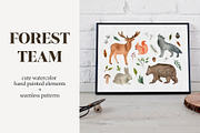 Woodland animals watercolor clipart, an Animal Illustration by alenaganzhela (Thumbnail 1 of 11)