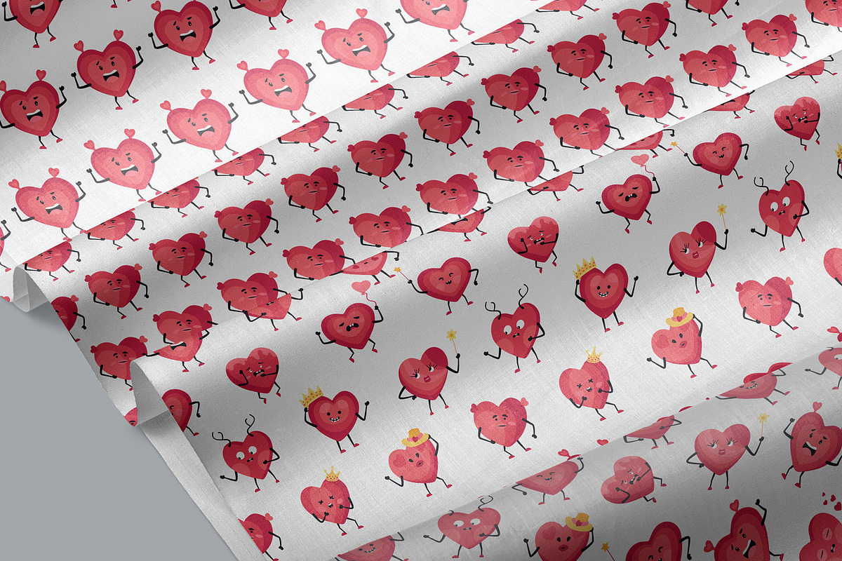 Cute Heart Characters & Patterns, an Object Graphic by IRSYART (Photo 5 of 11)