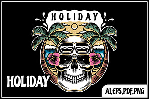 Holiday Skull Illustration