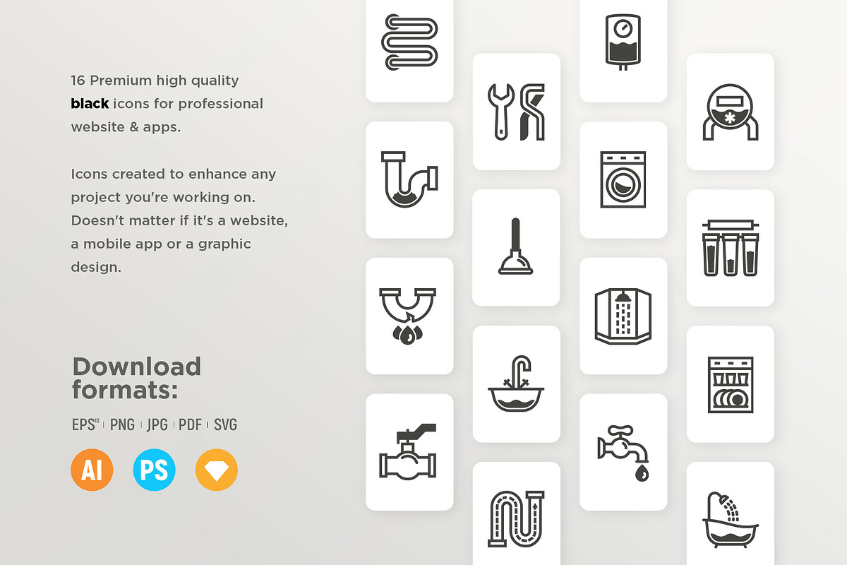 Plumbing | 32 Icons Set, an Outline Icon by Marina Silence (Photo 11 of 17)