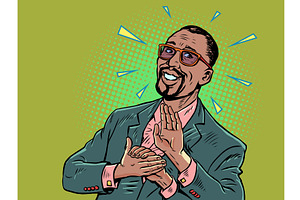 Pop Art Retro Man clapping his hands, a Person Illustration by studiostoks