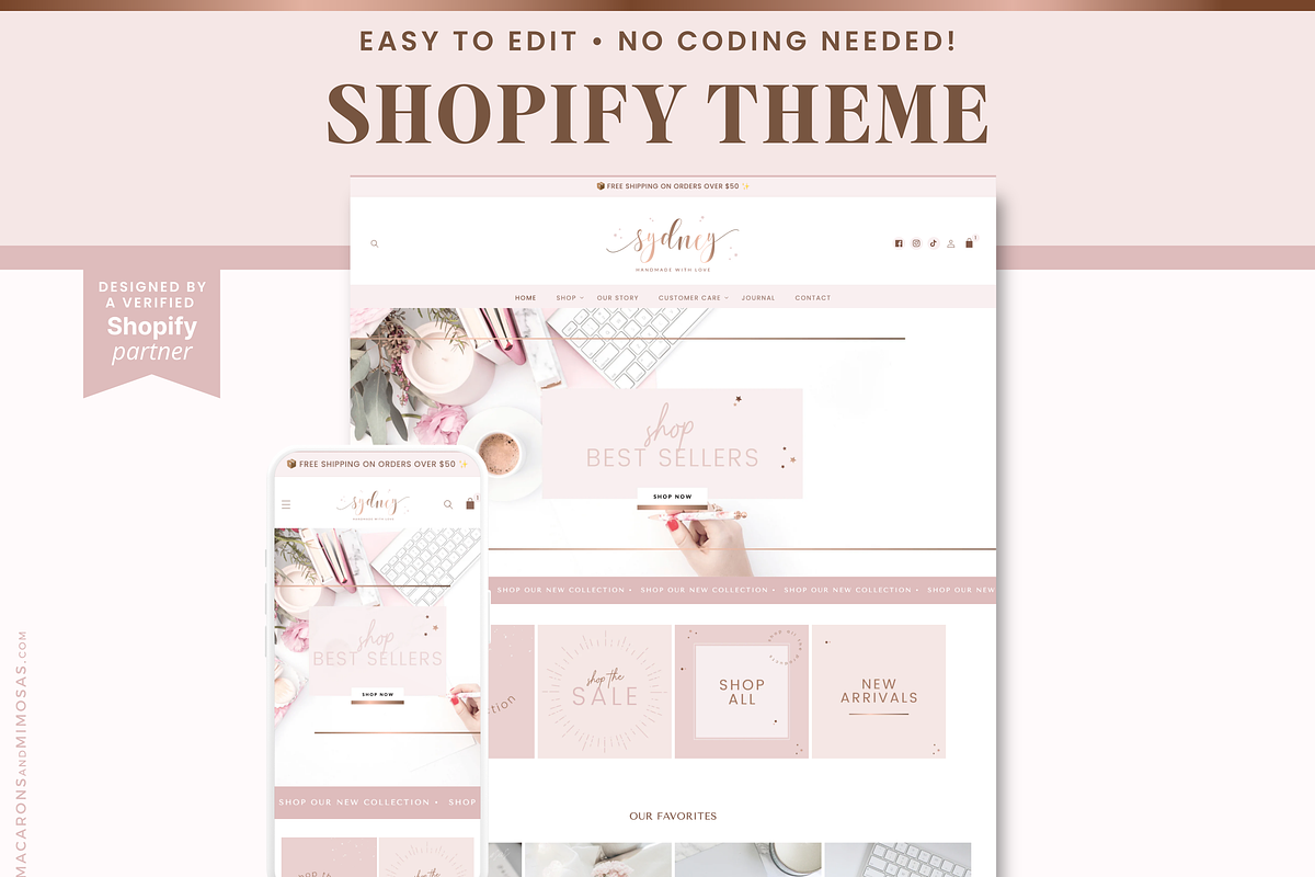 Rose Gold Pink Shopify Theme