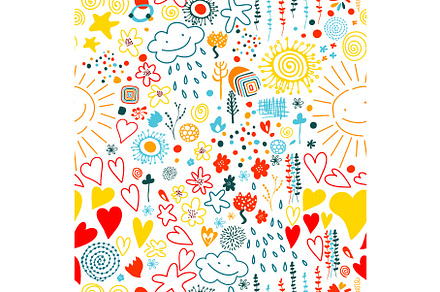 Seamless children's background with, a Texture Illustration by Nenahliadava Design