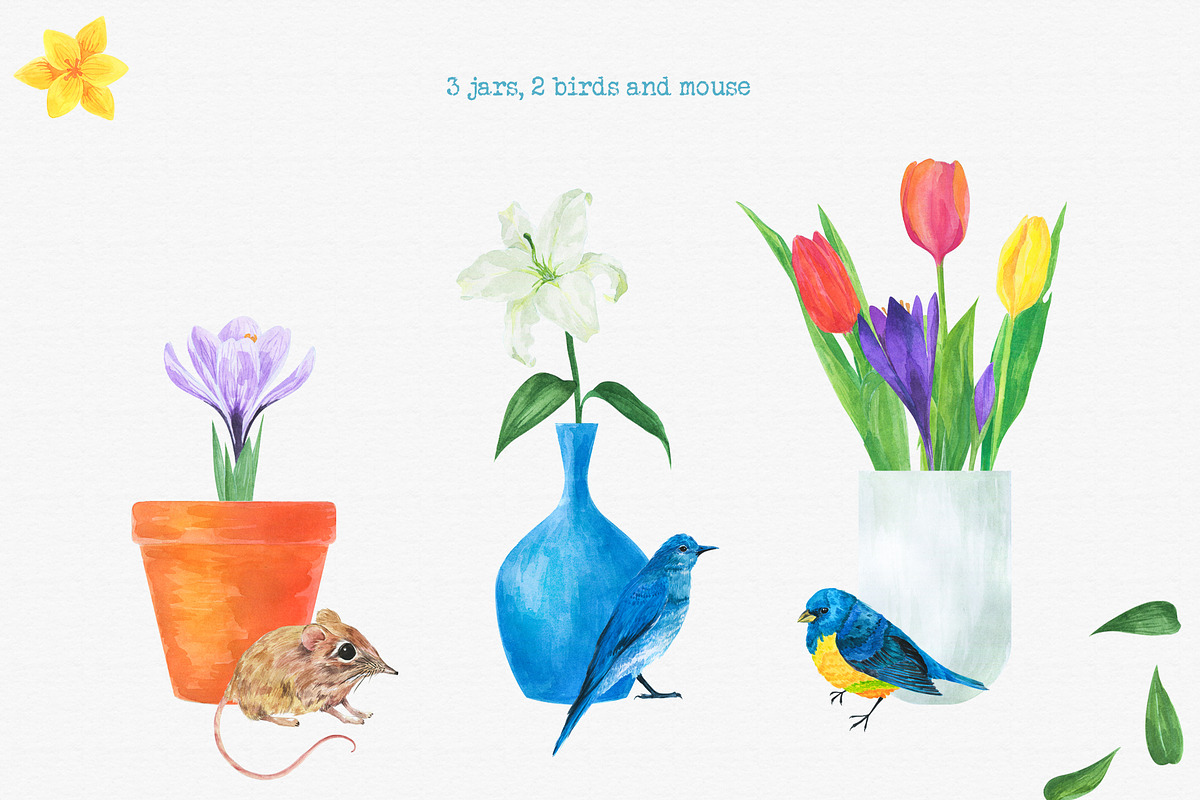 Spring is here! Watercolor set., an Illustration by rubinat (Photo 4 of 6)