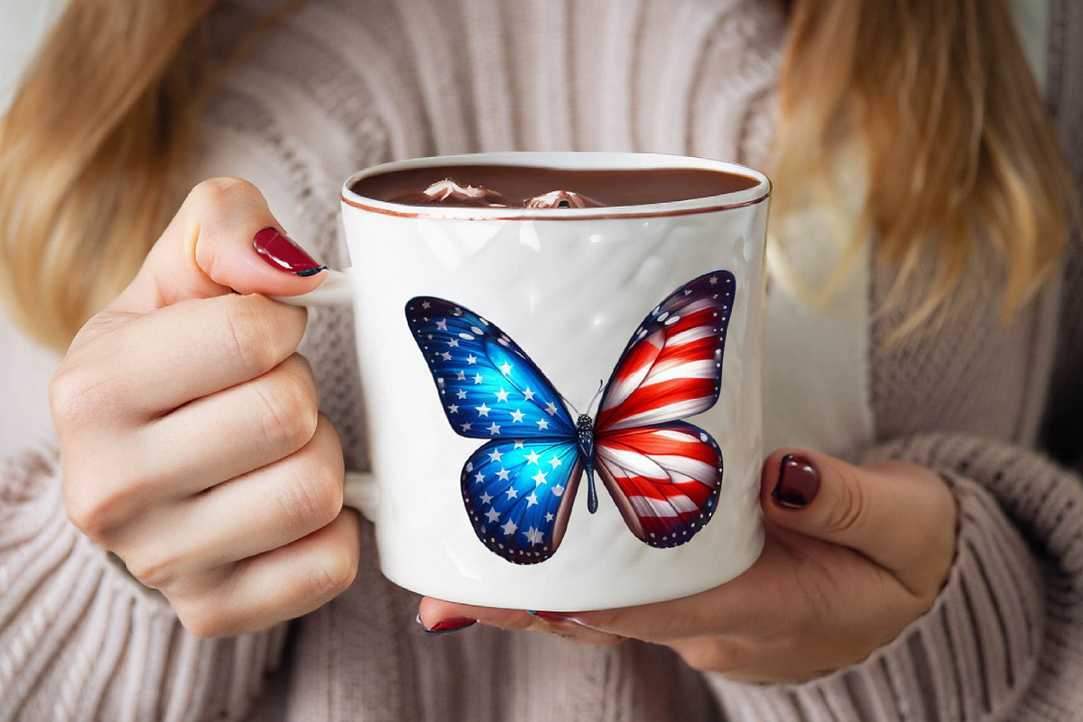Watercolor Patriotic Butterfly Subl, an Illustration by SVGArt (Photo 6 of 8)