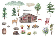 Cabin Clipart Set, an Illustration by Graphic Blue Bird (Thumbnail 2 of 4)