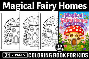 Fairy House Coloring Pages for Kids, a Decorative Illustration by Ink Gallery
