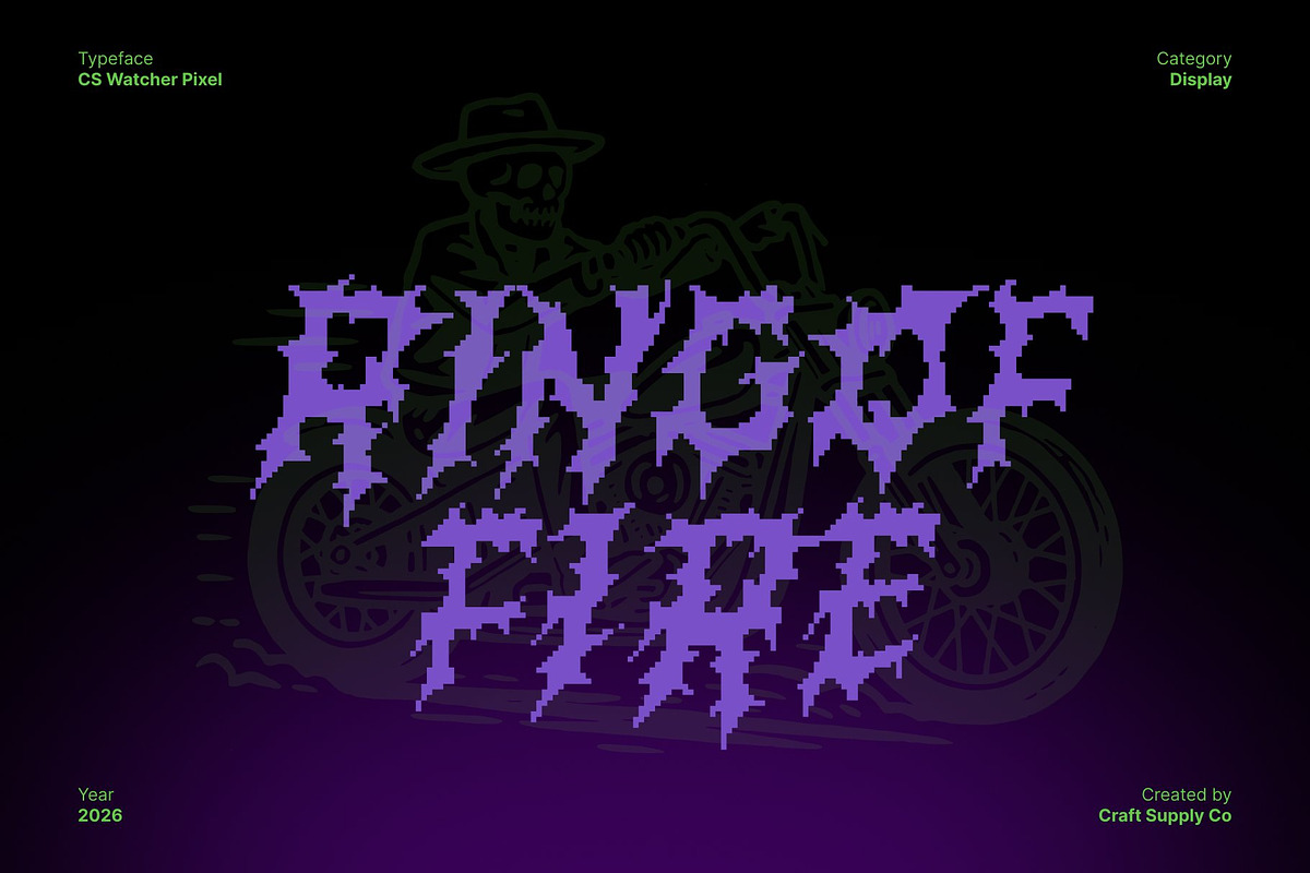 CS Watcher Pixel, a Blackletter Font by Craft Supply Co. (Photo 6 of 8)