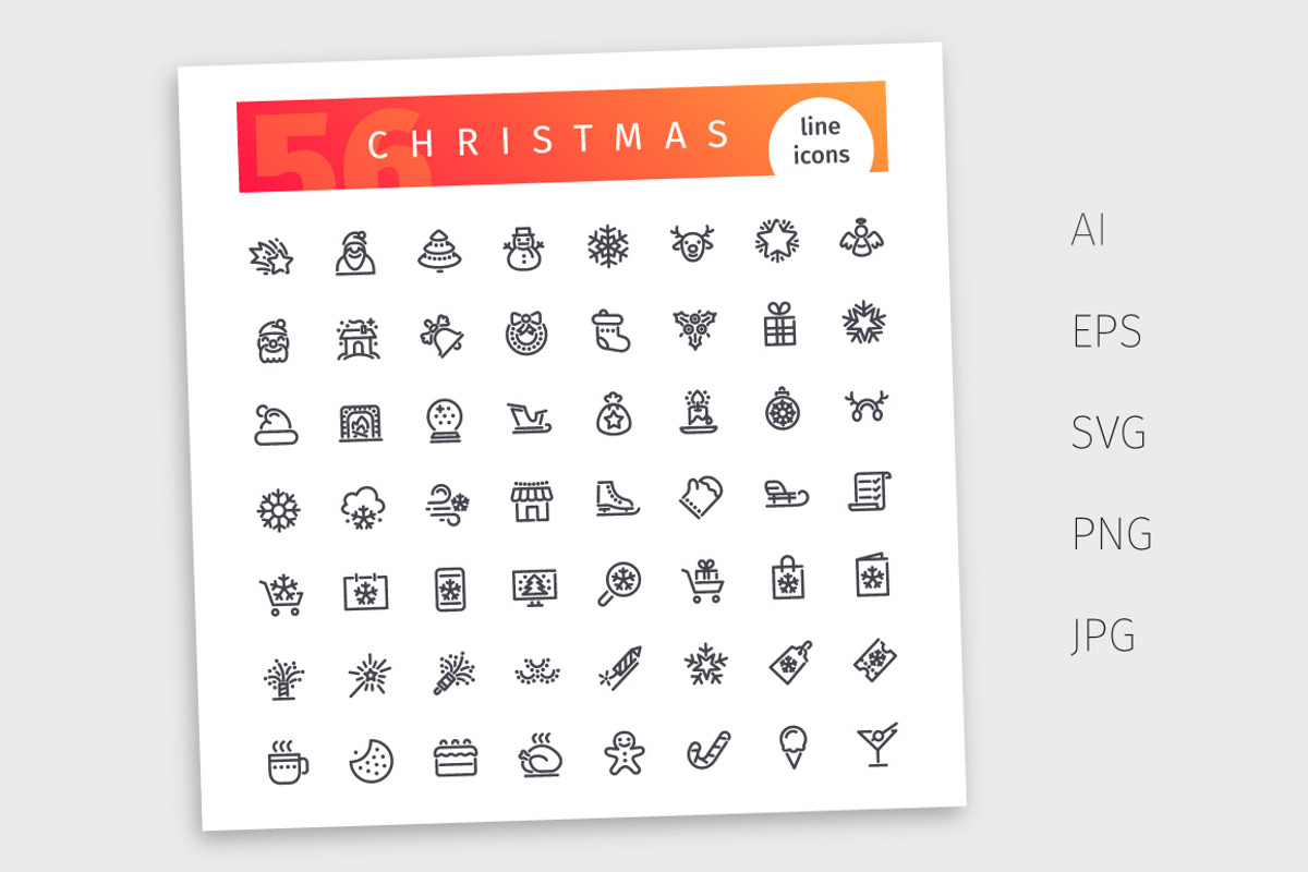 Christmas Line Icons Set, an Outline Icon by Voysla's Shop (Photo 4 of 4)