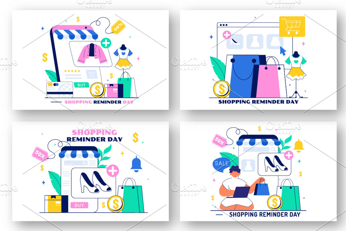 10 Shopping Reminder Day Vector, a Finance Illustration by denayunebgt (Photo 2 of 4)