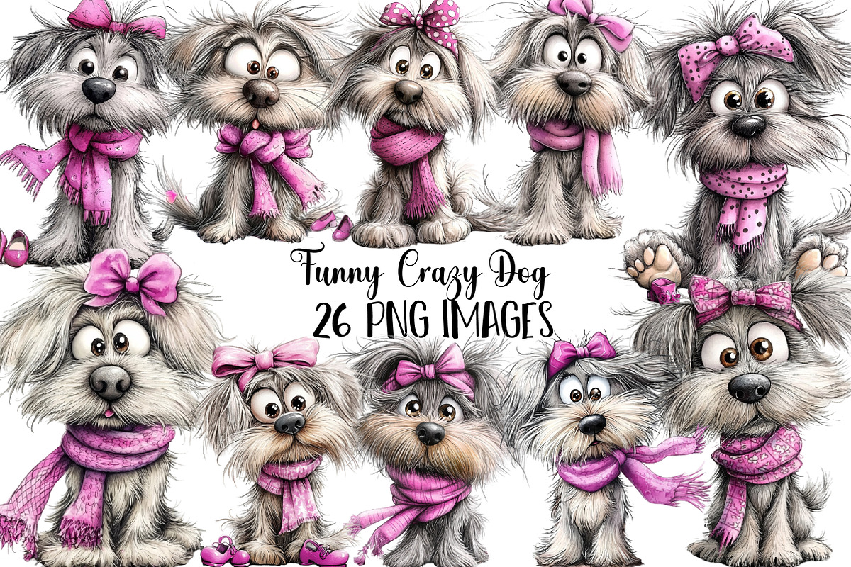Funny  Crazy Dog Clipart, an Illustration by DreamArtGraphic (Photo 1 of 5)