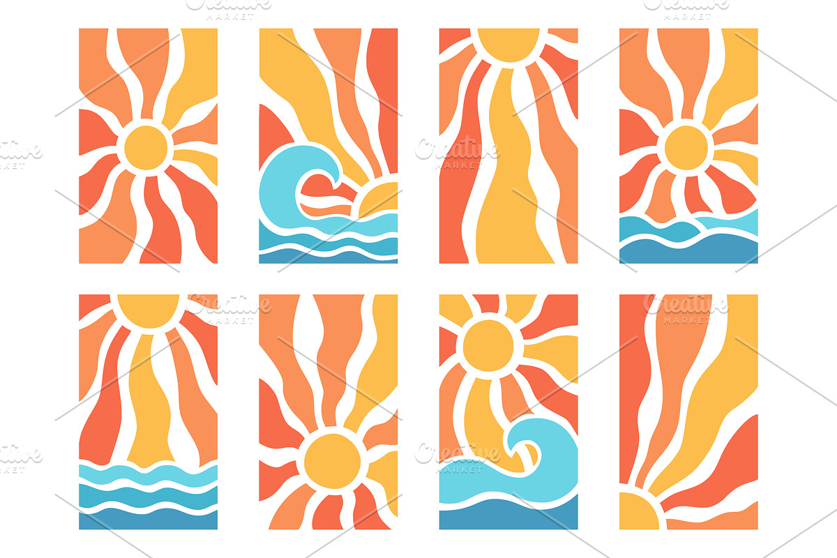 Sun rays and sea waves background, a Background Graphic by Elena Pimukova (Photo 1 of 4)