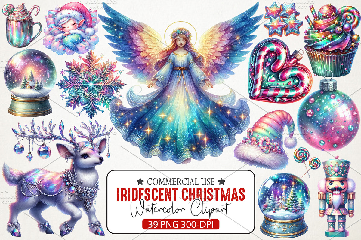 Iridescent Christmas Sublimation Png, an Illustration by RobertsArt (Photo 1 of 7)