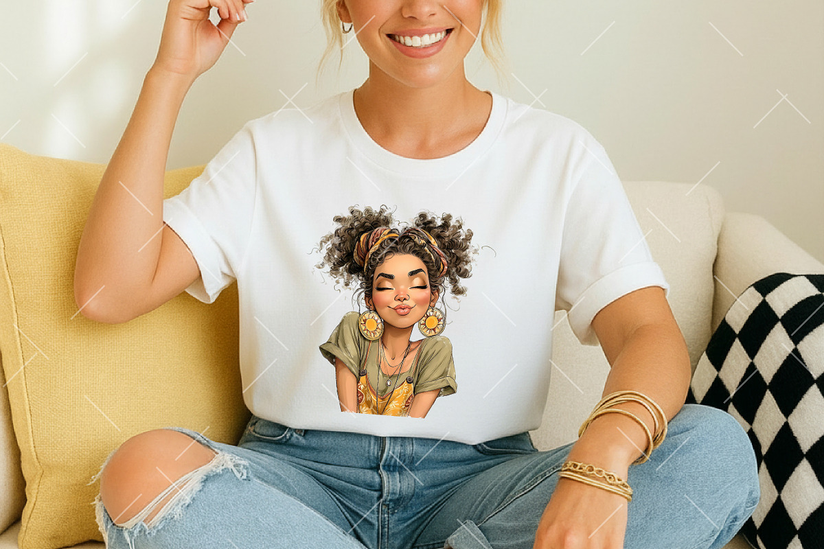 Whimsical Black Afro Girl Clipart, an Illustration by OK Design (Photo 6 of 6)