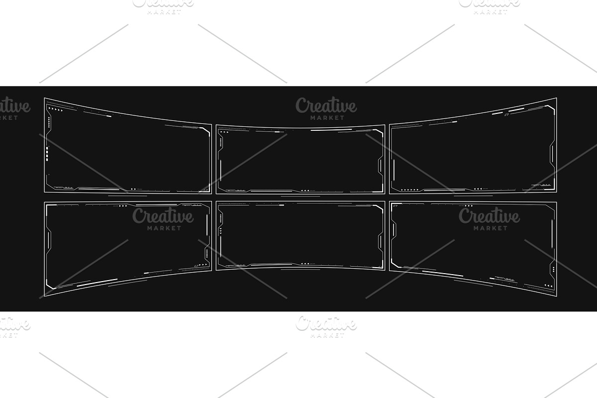 Multi 6 monitor VR setup overlay, a Technology Illustration by SkyVectors