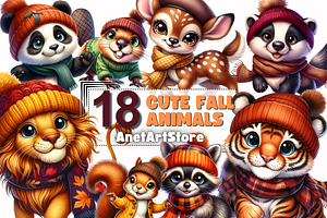 Cute Autumn Animals Clipart