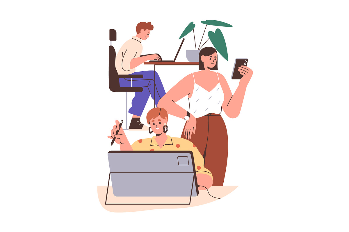 People working in teams concept set, a Person Illustration by Good Studio (Photo 2 of 5)
