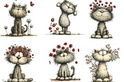 Whimsical Spring Cats Clipart, an Illustration by Designking (Thumbnail 6 of 7)