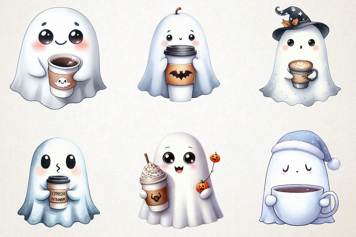 Ghost with Coffee Clipart, an Illustration by RobertsArt (Photo 6 of 7)