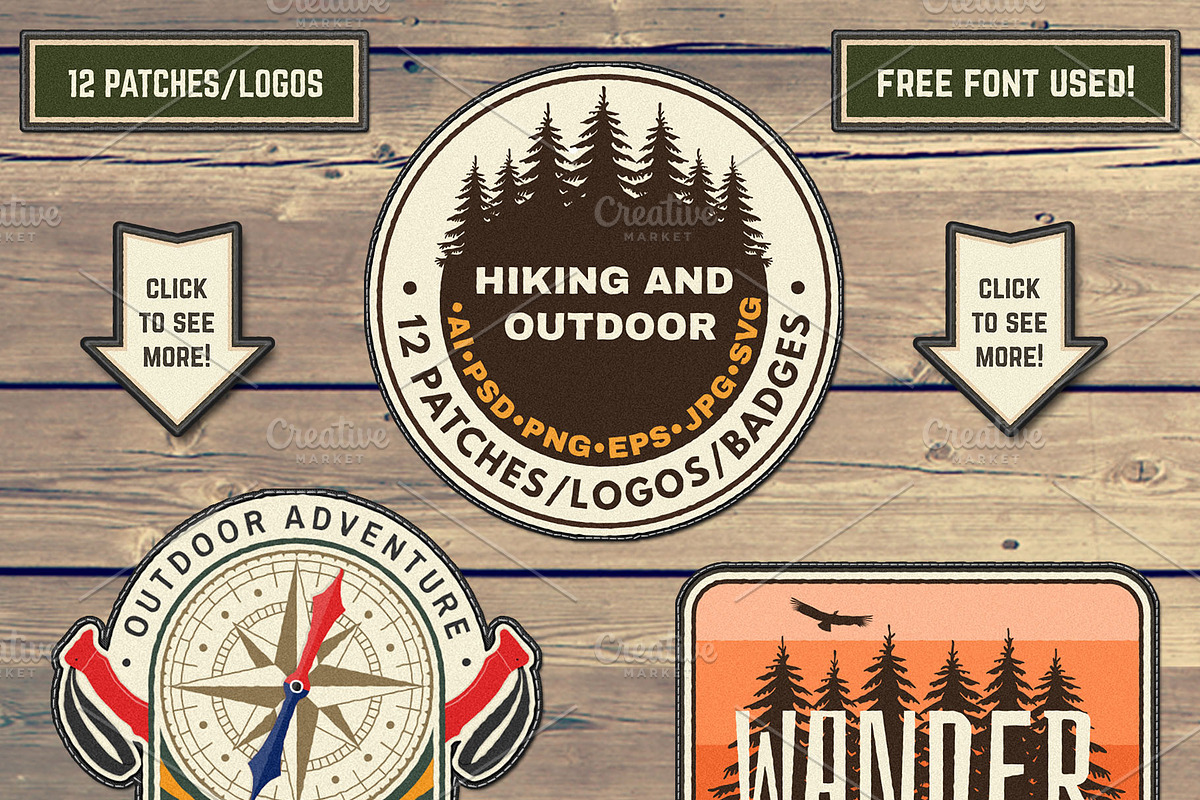 Hiking and Outdoor Patches/Stickers, a Branding & Logo Template by sivVector (Photo 3 of 3)