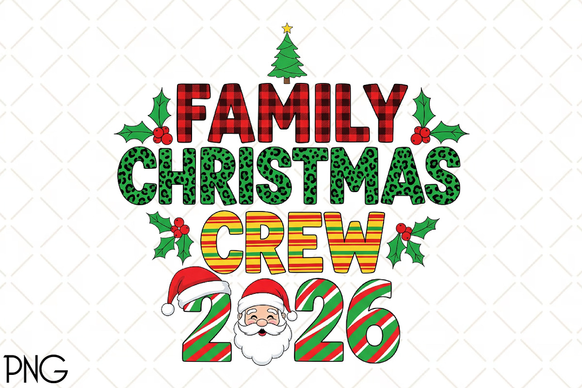 Retro Family Christmas Crew 2026 Png, an Illustration by Black Bird Studio (Photo 1 of 4)