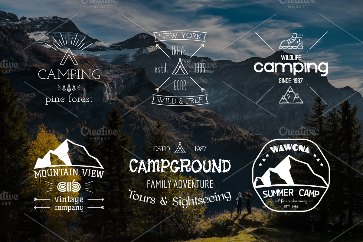 Outdoor Camping Badges and Logos, an Object Graphic by JeksonGraphics (Photo 1 of 2)