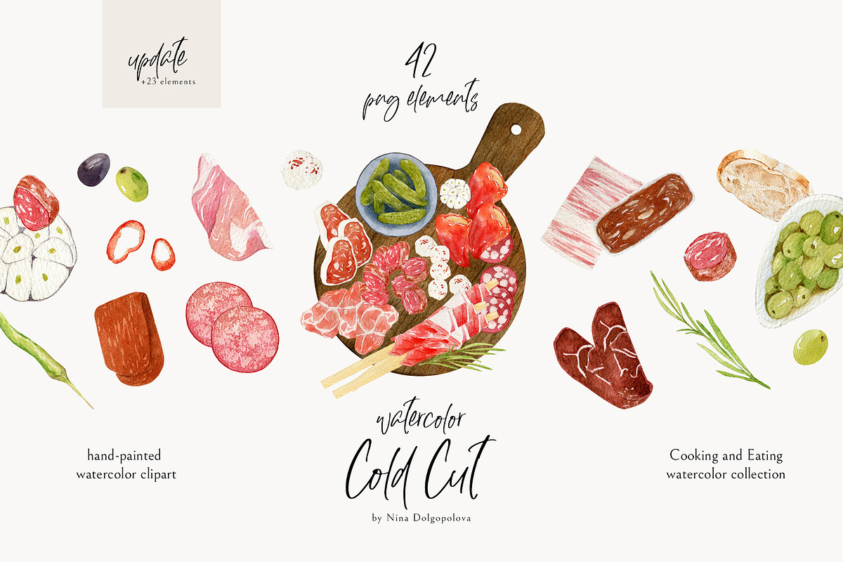 Cold Cuts Food Illustrations., an Object Graphic by NiKO (Photo 1 of 9)