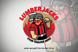 Cartoon Lumberjack Character Logo