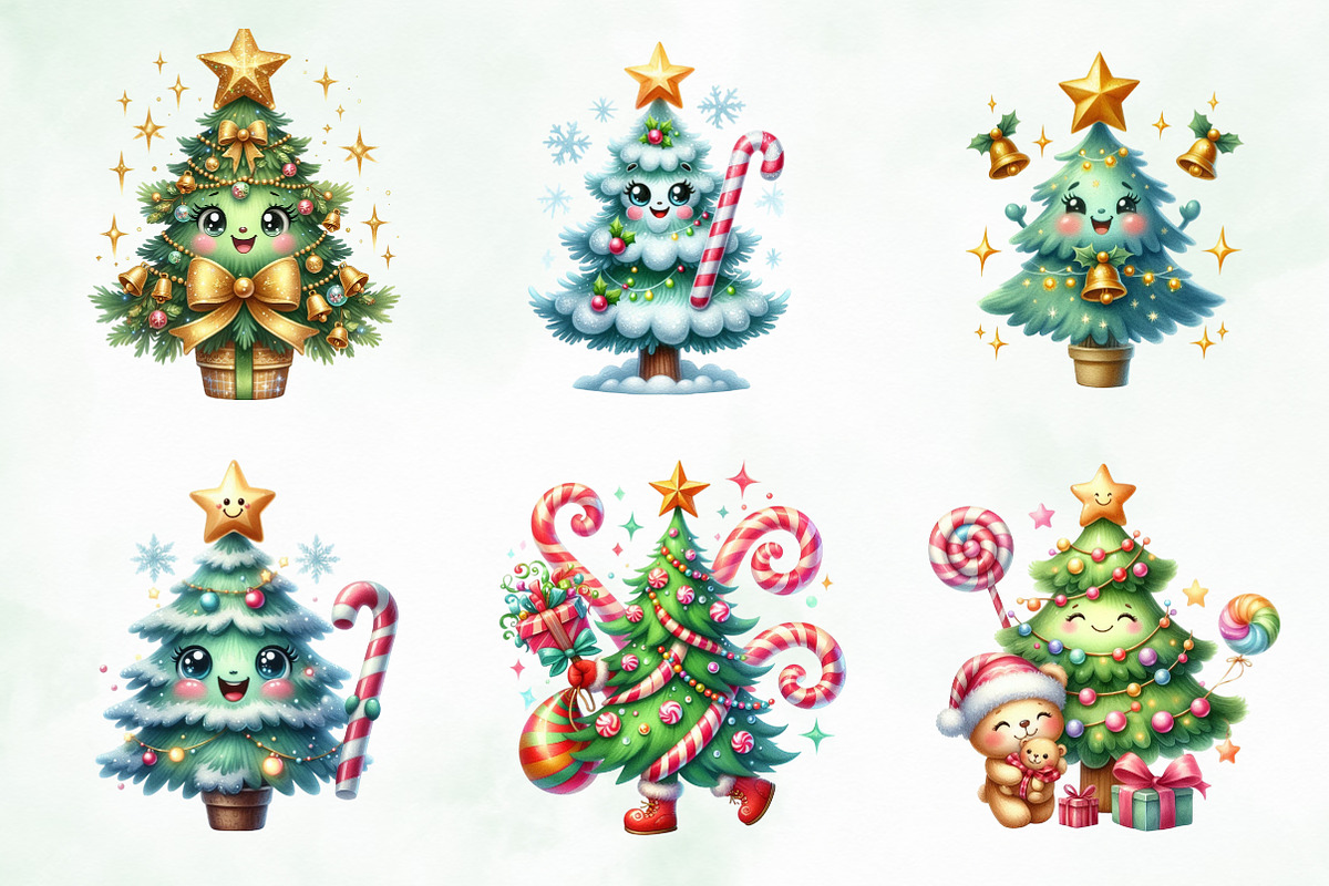 Kawaii Christmas Tree Character PNG, an Illustration by Creative Art (Photo 3 of 5)